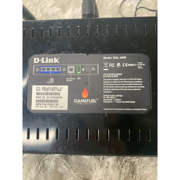 D Link GamerLounge Modem DGL-4500 Preowned See Pics - Picture 6 of 11